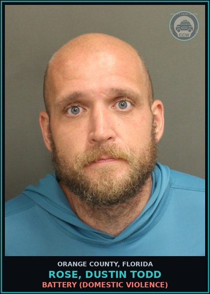 CCW arrest card for ROSE, DUSTIN TODD in Orange County: WRITTEN/ELEC THREAT TO KILL BODILY HARM ANOTHER