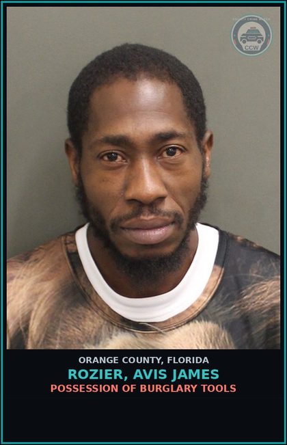 CCW arrest card for ROZIER, AVIS JAMES in Orange County: LOITERING OR PROWLING