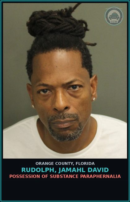 CCW arrest card for RUDOLPH, JAMAHL DAVID in Orange County: POSSESSION OF DRUG PARAPHERNALIA