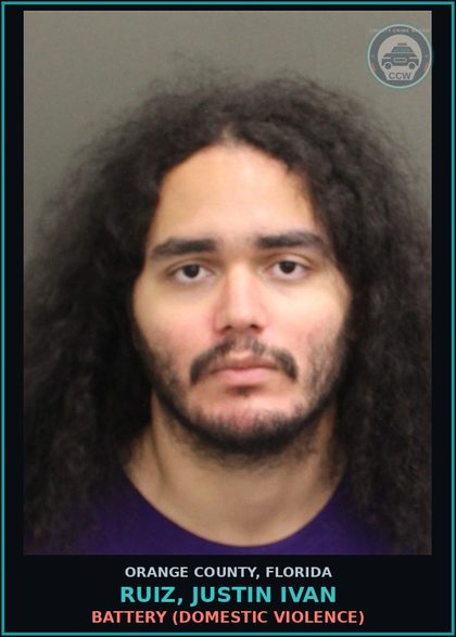 CCW arrest card for RUIZ, JUSTIN IVAN in Orange County: BATTERY (DOMESTIC VIOLENCE)