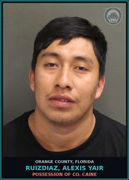 CCW arrest card for RUIZDIAZ, ALEXIS YAIR in Orange County: POSSESSION OF COCAINE