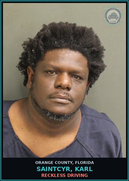 CCW arrest card for SAINTCYR, KARL in Orange County: RECKLESS DRIVING