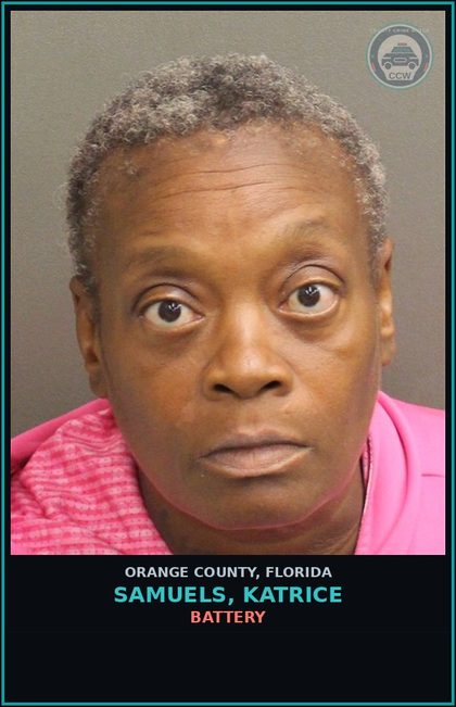 CCW arrest card for SAMUELS, KATRICE in Orange County: BATTERY