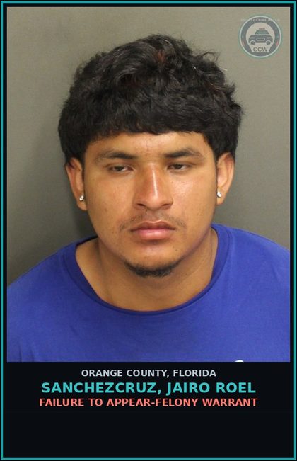 CCW arrest card for SANCHEZCRUZ, JAIRO ROEL in Orange County: FAILURE TO APPEAR-FELONY WARRANT