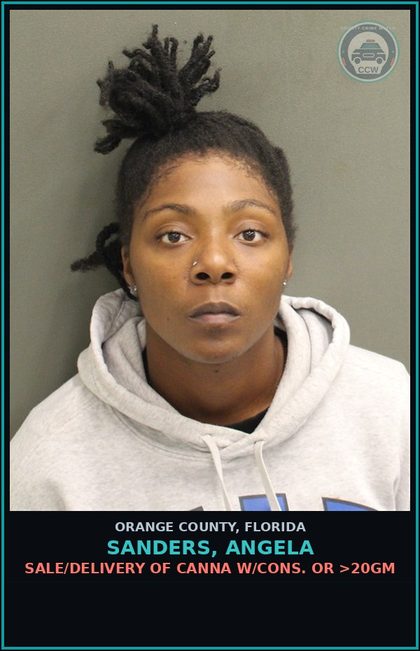 CCW arrest card for SANDERS, ANGELA in Orange County: SALE/DELIVERY OF Canna W/CONS. OR >20GM