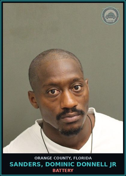 CCW arrest card for SANDERS, DOMINIC DONNELL JR in Orange County: BATTERY