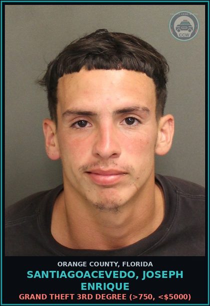 CCW arrest card for SANTIAGOACEVEDO, JOSEPH ENRIQUE in Orange County: POSSESSION OF Canna < 20 GRAMS