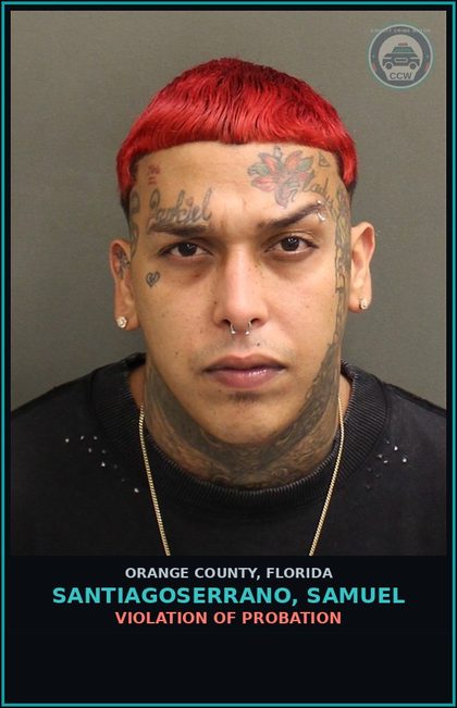 CCW arrest card for SANTIAGOSERRANO, SAMUEL in Orange County: VIOLATION OF PROBATION