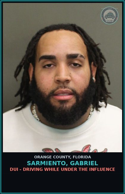 CCW arrest card for SARMIENTO, GABRIEL in Orange County: VIOLATION OF PROBATION - OUT OF COUNTY