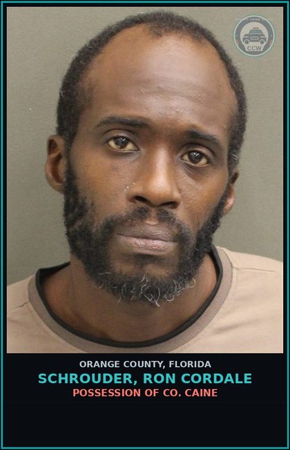 CCW arrest card for SCHROUDER, RON CORDALE in Orange County: POSSESSION OF COCAINE