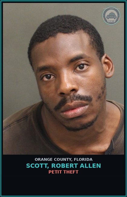 CCW arrest card for SCOTT, ROBERT ALLEN in Orange County: PETIT THEFT
