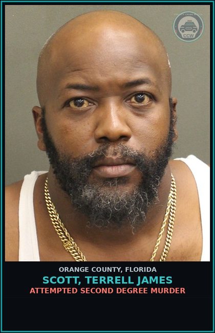 CCW arrest card for SCOTT, TERRELL JAMES in Orange County: AGGRAVATED ASSAULT WITH A FIREARM
