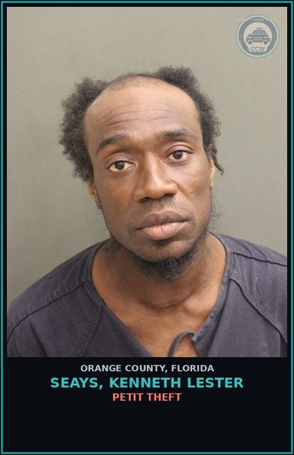 CCW arrest card for SEAYS, KENNETH LESTER in Orange County: PETIT THEFT