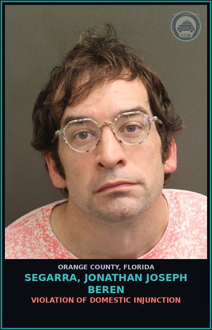 CCW arrest card for SEGARRA, JONATHAN JOSEPH BEREN in Orange County: VIOLATION OF DOMESTIC INJUNCTION