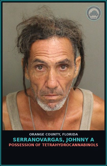 CCW arrest card for SERRANOVARGAS, JOHNNY A in Orange County: POSSESSION OF TETRAHYDROCANNABINOLS