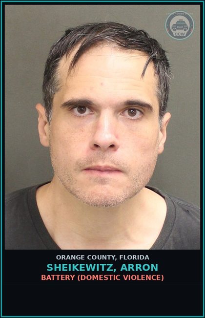 CCW arrest card for SHEIKEWITZ, ARRON in Orange County: BATTERY (DOMESTIC VIOLENCE)