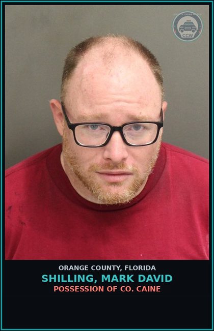 CCW arrest card for SHILLING, MARK DAVID in Orange County: POSSESSION OF COCAINE