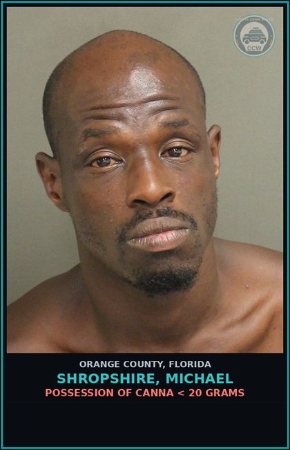 CCW arrest card for SHROPSHIRE, MICHAEL in Orange County: POSSESSION OF Canna < 20 GRAMS