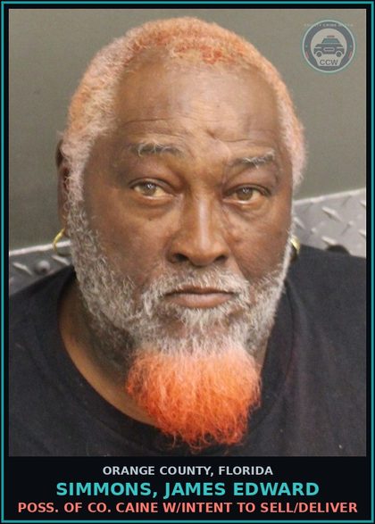 CCW arrest card for SIMMONS, JAMES EDWARD in Orange County: POSS. OF COCAINE W/INTENT TO SELL/DELIVER