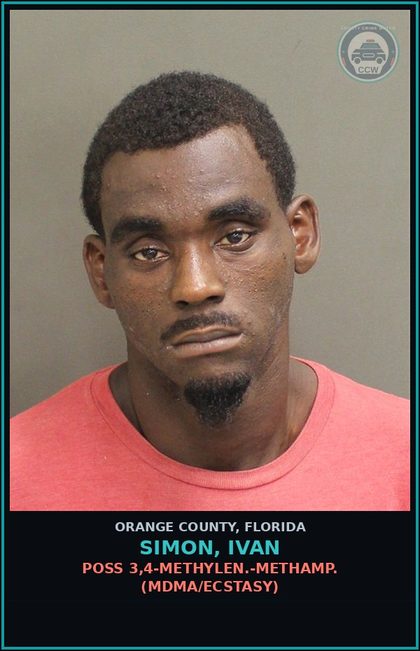 CCW arrest card for SIMON, IVAN in Orange County: POSS 3,4-METHYLEN.-METHAMP. (MDMA/ECSTASY)