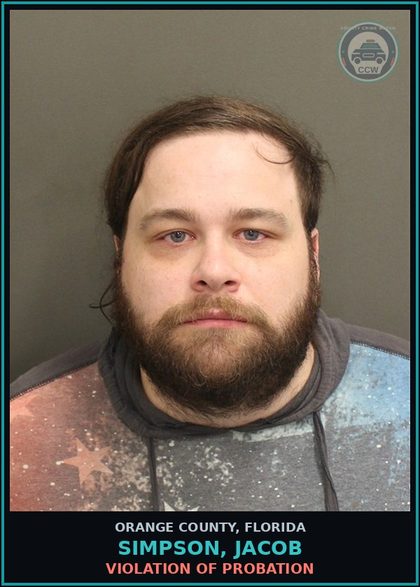 CCW arrest card for SIMPSON, JACOB in Orange County: VIOLATION OF PROBATION