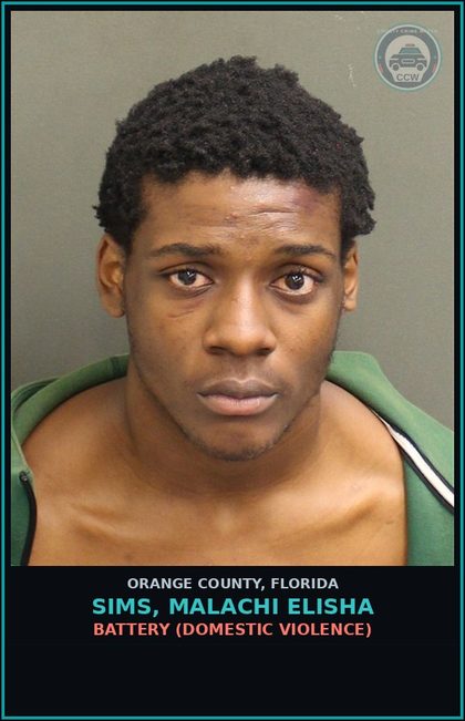 CCW arrest card for SIMS, MALACHI ELISHA in Orange County: FAILURE OF DEFENDANT TO APPEAR
