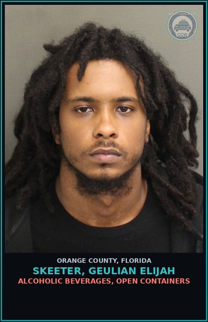 CCW arrest card for SKEETER, GEULIAN ELIJAH in Orange County: ALCOHOLIC BEVERAGES, OPEN CONTAINERS