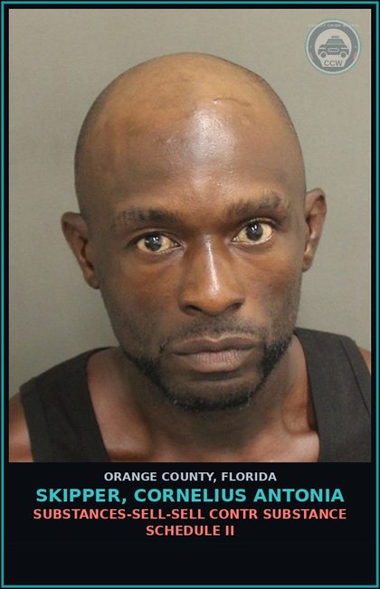 CCW arrest card for SKIPPER, CORNELIUS ANTONIA in Orange County: DRUGS-SELL-SELL contr substance SCHEDULE II