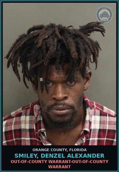 CCW arrest card for SMILEY, DENZEL ALEXANDER in Orange County: OUT-OF-COUNTY WARRANT-OUT-OF-COUNTY WARRANT