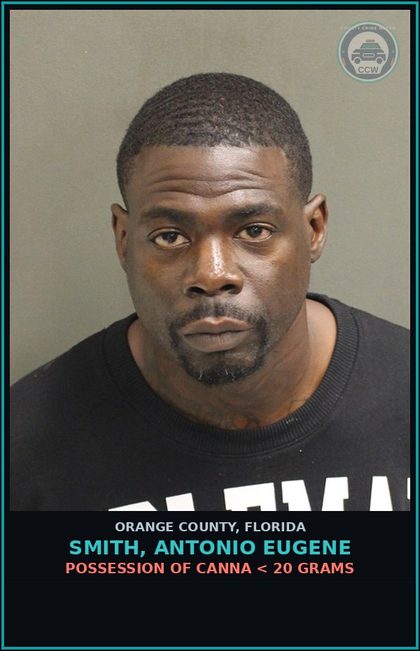 CCW arrest card for SMITH, ANTONIO EUGENE in Orange County: POSSESSION OF Canna < 20 GRAMS