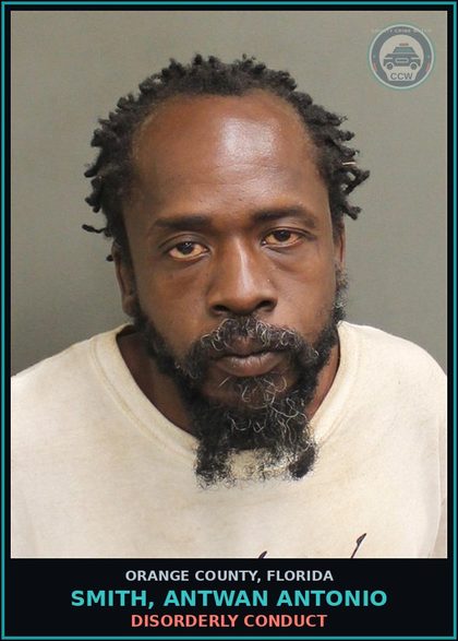 CCW arrest card for SMITH, ANTWAN ANTONIO in Orange County: DISORDERLY CONDUCT