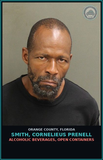 CCW arrest card for SMITH, CORNELIEUS PRENELL in Orange County: ALCOHOLIC BEVERAGES, OPEN CONTAINERS