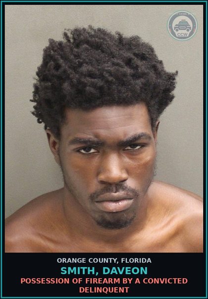 CCW arrest card for SMITH, DAVEON in Orange County: POSSESSION OF FIREARM BY A CONVICTED DELINQUENT