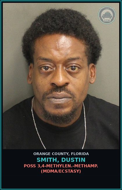 CCW arrest card for SMITH, DUSTIN in Orange County: POSS 3,4-METHYLEN.-METHAMP. (MDMA/ECSTASY)