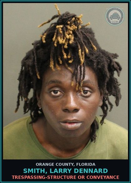 CCW arrest card for SMITH, LARRY DENNARD in Orange County: TRESPASSING-STRUCTURE OR CONVEYANCE