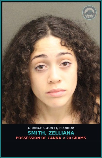 CCW arrest card for SMITH, ZELLIANA in Orange County: POSSESSION OF Canna < 20 GRAMS