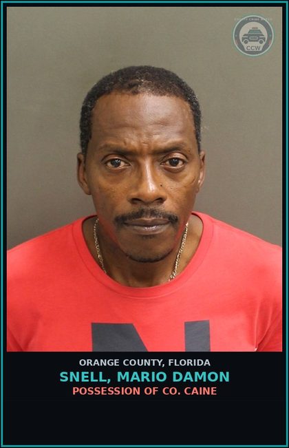 CCW arrest card for SNELL, MARIO DAMON in Orange County: POSSESSION OF COCAINE