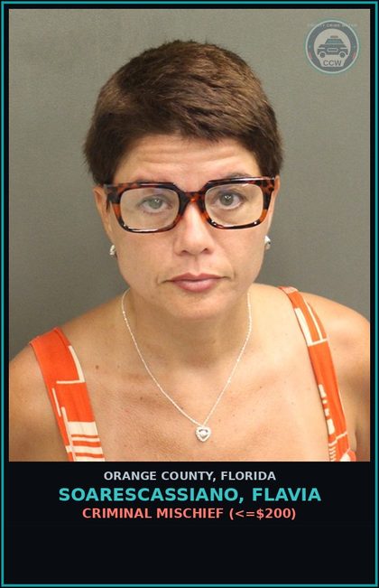 CCW arrest card for SOARESCASSIANO, FLAVIA in Orange County: CRIMINAL MISCHIEF (<=$200)