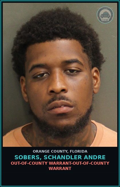 CCW arrest card for SOBERS, SCHANDLER ANDRE in Orange County: OUT-OF-COUNTY WARRANT-OUT-OF-COUNTY WARRANT