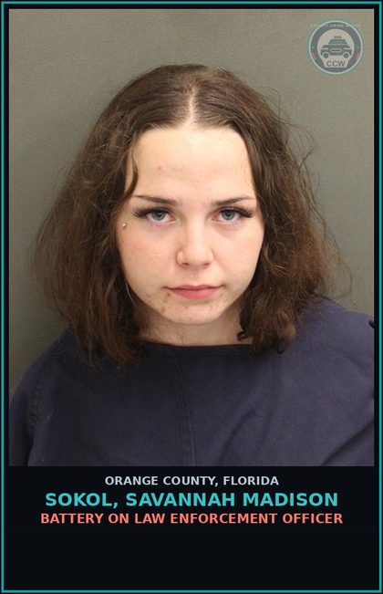 CCW arrest card for SOKOL, SAVANNAH MADISON in Orange County: DISORDERLY INTOXICATION