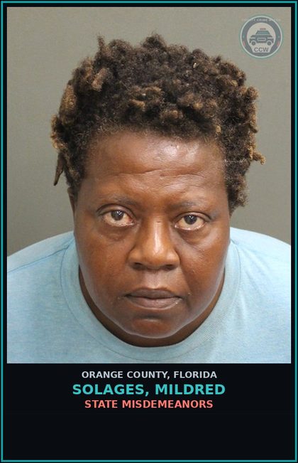 CCW arrest card for SOLAGES, MILDRED in Orange County: STATE MISDEMEANORS