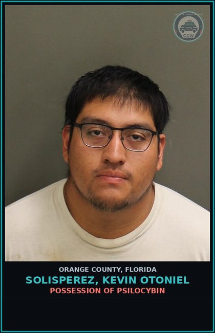 CCW arrest card for SOLISPEREZ, KEVIN OTONIEL in Orange County: POSSESSION OF PSILOCYBIN