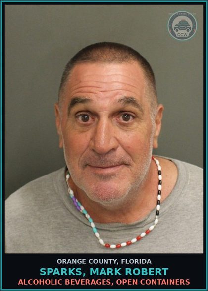 CCW arrest card for SPARKS, MARK ROBERT in Orange County: ALCOHOLIC BEVERAGES, OPEN CONTAINERS