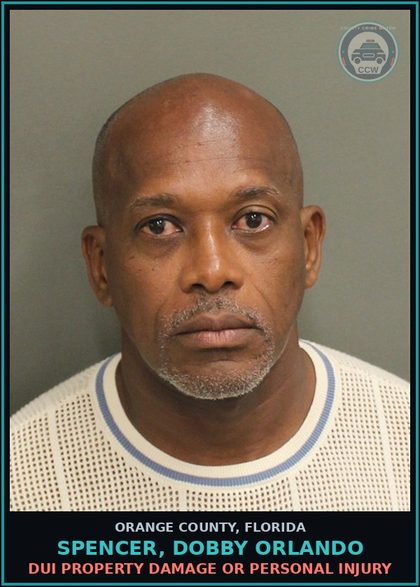CCW arrest card for SPENCER, DOBBY ORLANDO in Orange County: DUI PROPERTY DAMAGE OR PERSONAL INJURY
