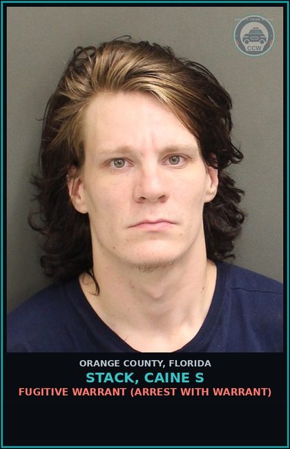 CCW arrest card for STACK, CAINE S in Orange County: FUGITIVE WARRANT (arrest with warrant)