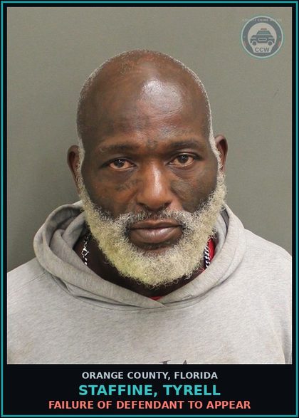 CCW arrest card for STAFFINE, TYRELL in Orange County: FAILURE OF DEFENDANT TO APPEAR