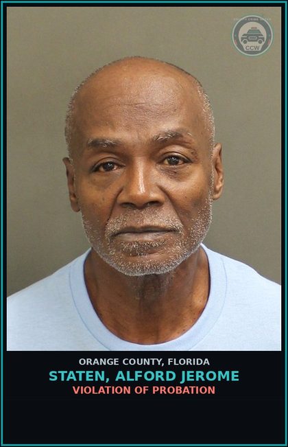 CCW arrest card for STATEN, ALFORD JEROME in Orange County: VIOLATION OF PROBATION