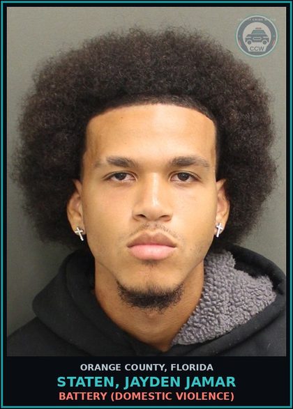 CCW arrest card for STATEN, JAYDEN JAMAR in Orange County: BATTERY (DOMESTIC VIOLENCE)