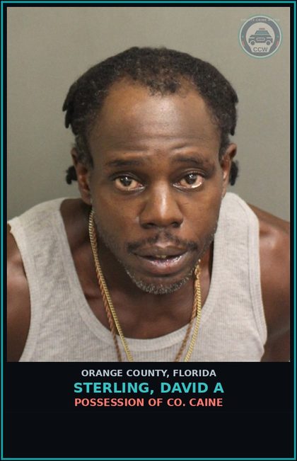 CCW arrest card for STERLING, DAVID A in Orange County: POSSESSION OF COCAINE