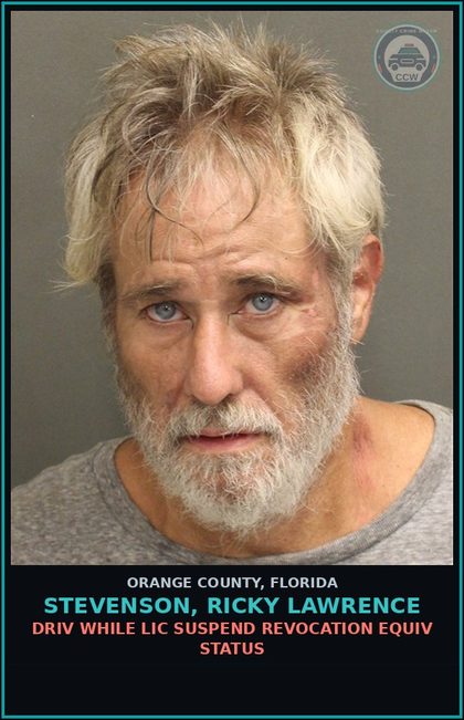 CCW arrest card for STEVENSON, RICKY LAWRENCE in Orange County: DRIV WHILE LIC SUSPEND REVOCATION EQUIV STATUS